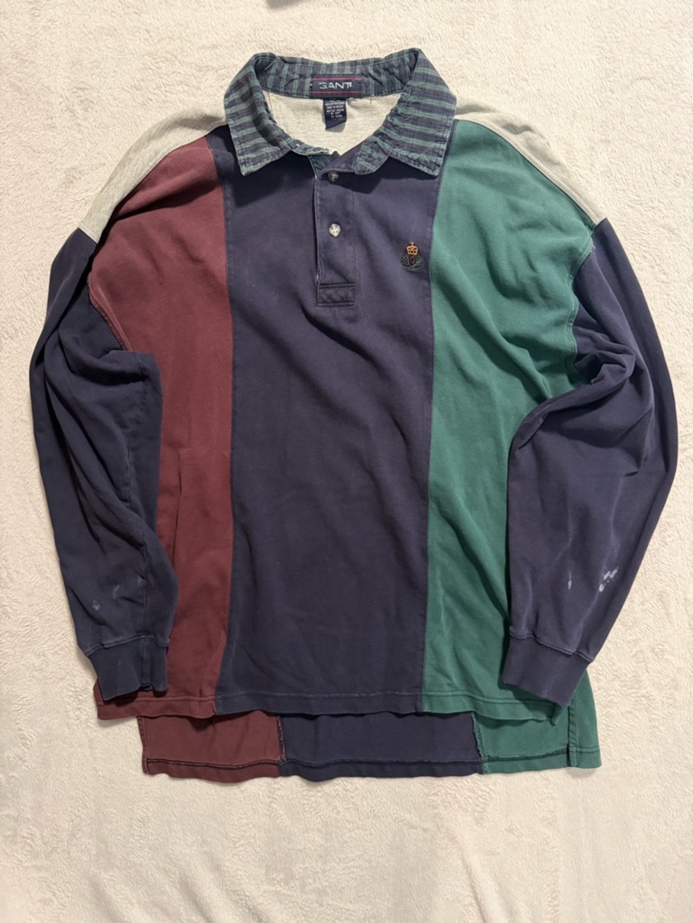Gant Men's Colorblock Rugby Polo - Navy, Green & Burgundy